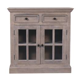 Artisan Furniture - Stone Finish Cabinet with Glazed Doors - Gray