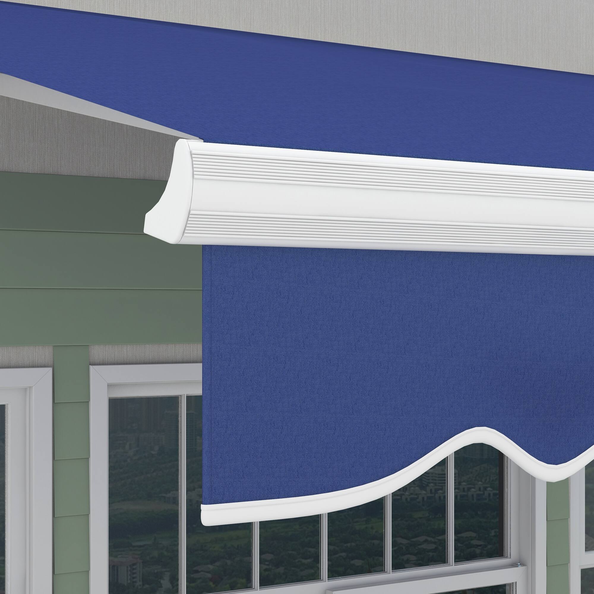 Alt View 8. Outsunny - 13' x 8' Retractable Awning, Patio Awnings, Sunshade Shelter w/ Manual Crank Handle, UV & Water-Resistant Fabric - Dark Blue.