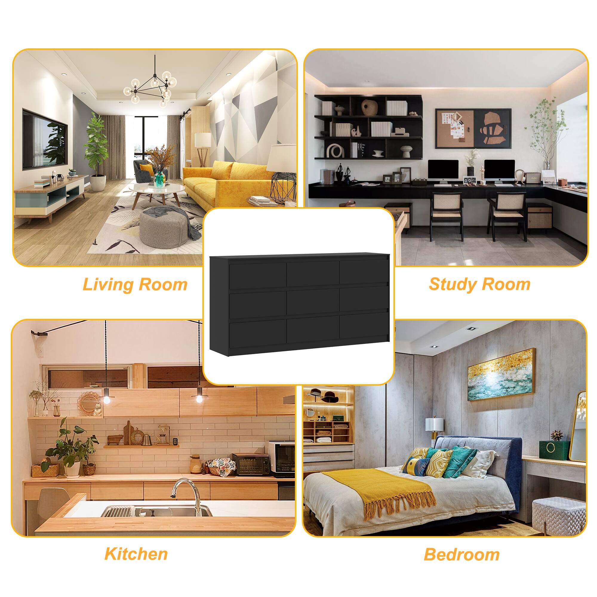 Living Room, Study Room, Kitchen, Bedroom