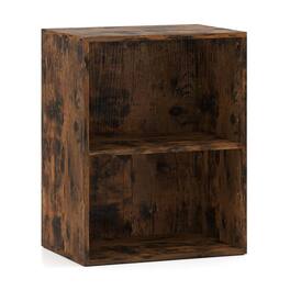 Pefilos - 2-Cube Bookcase - 5-Position Adjustable Shelf, Durable Board, Premium Edge-Sealing, Rustic - Brown