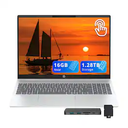 HP - OmniBook 5 16" 2K Touchscreen Laptop,Intel Ultra 7 255U,16GB RAM,1TB SSD+256GB Docking Set,Backlit,Win 11 - Silver