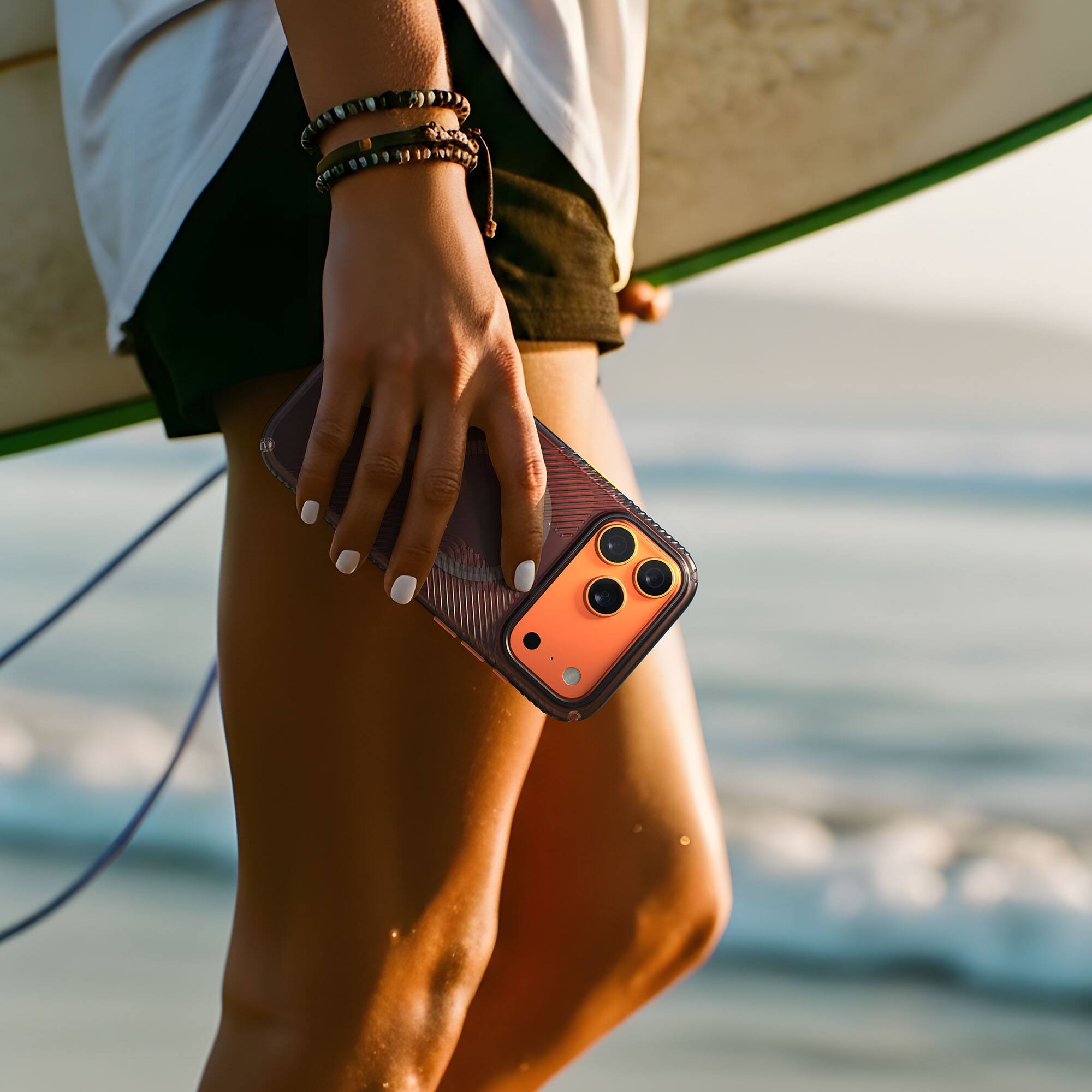 Alt View 7. Speck - Presidio Lux Grip ClickLock Case for Apple iPhone 17 Pro Max - Brown Matte/Orange.