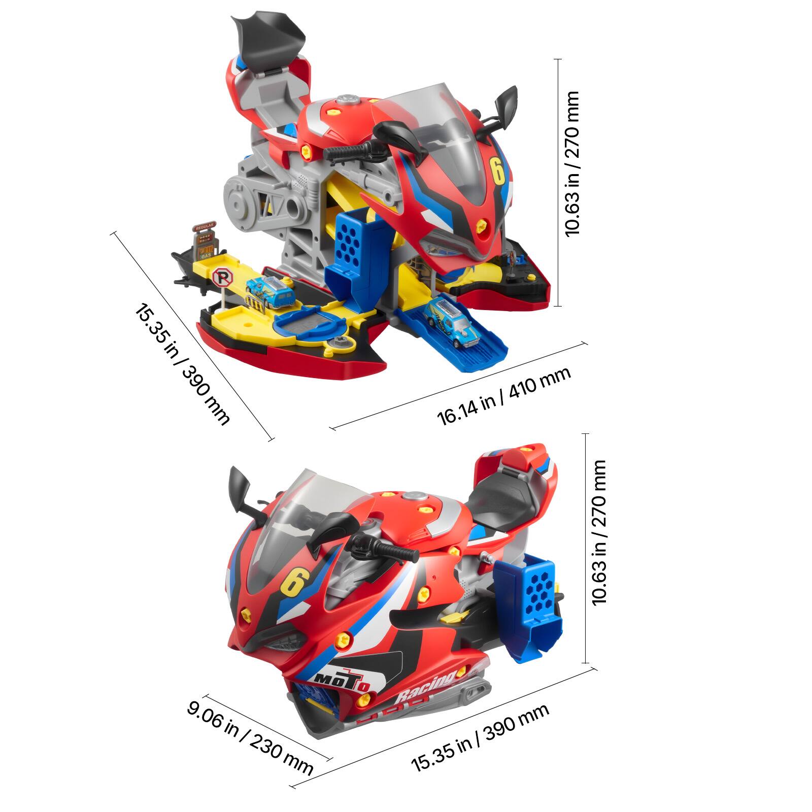 R 15 J 15.35 in / 390 mm  
6 mm  
270 / 6 in 10.63 in / 270 mm  
410 mm  
16.14 in / 410 mm  
9.06 in / 230 mm  
MOTo Racings