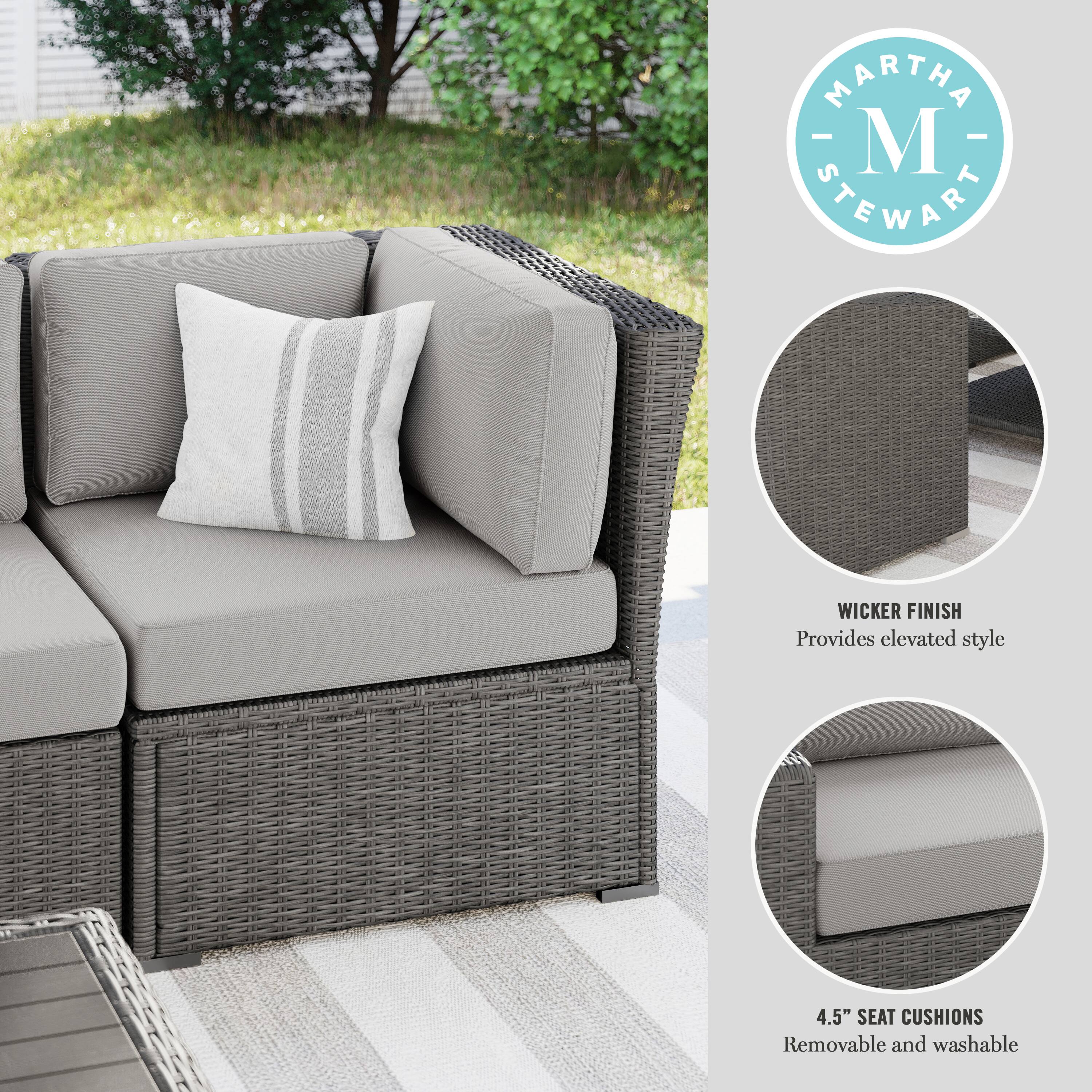 MARTHA STEWART WICKER FINISH Provides elevated style 4.5" SEAT CUSHIONS Removable and washable
