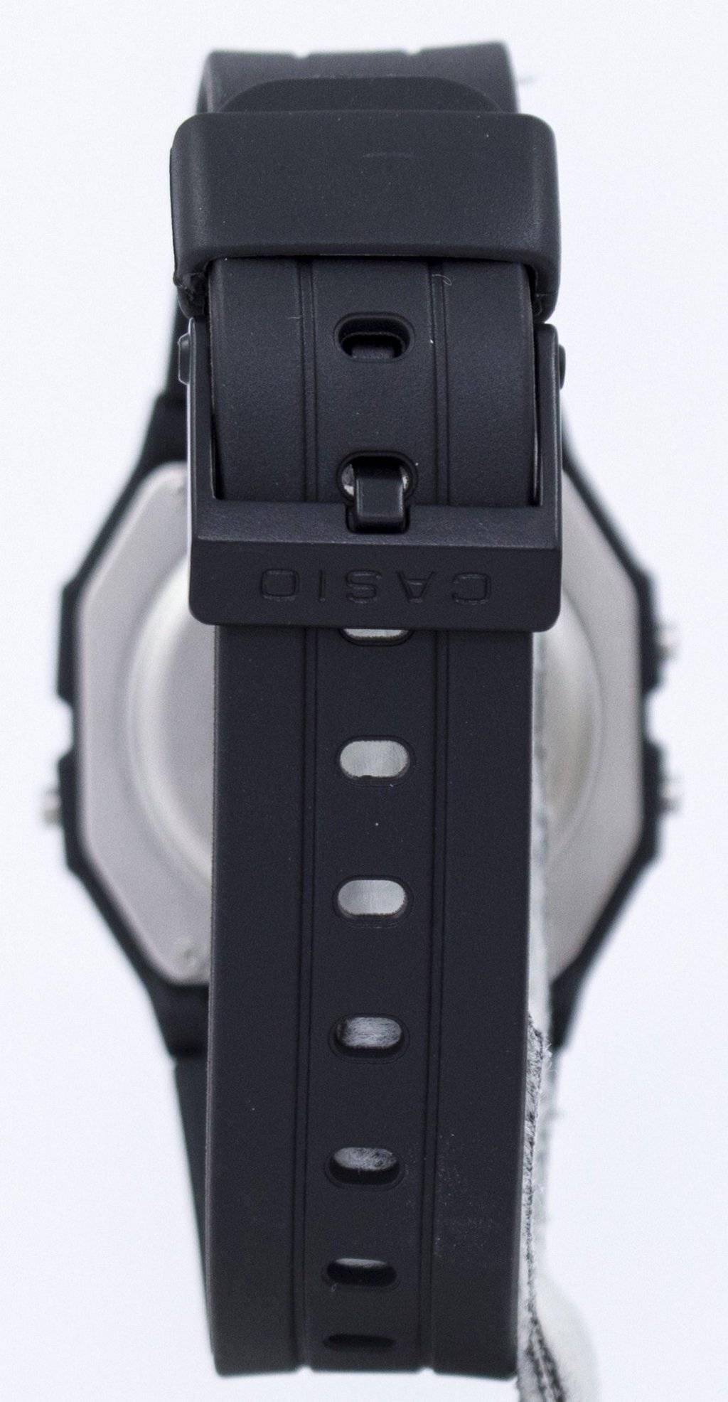 Back. Casio - Casio Men’s Black Digital Watch with Green Dial - F-91W-3HDG - Black.