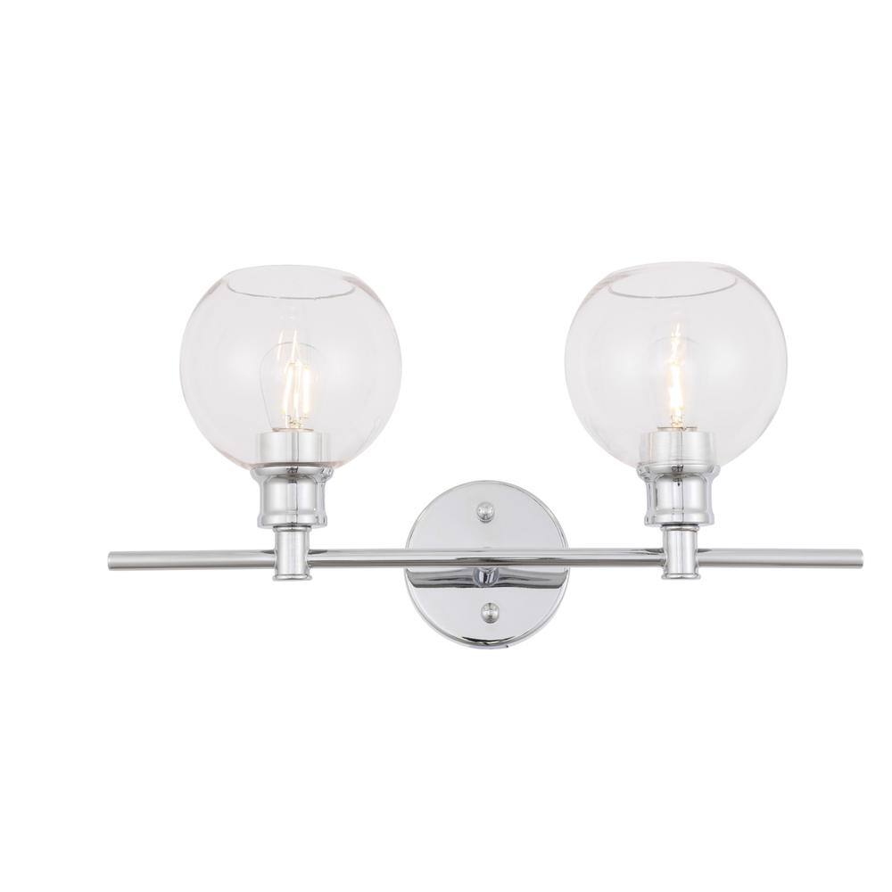 Alt View 10. Living District - Collier 2 light Chrome and Clear glass Wall sconce - Chrome And Clear Glass.