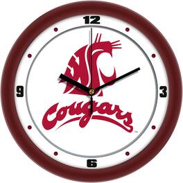 MpDirect - Washington State Cougars 11.5'' Suntime Premium Glass Face Traditional Logo Wall Clock - Multicolor