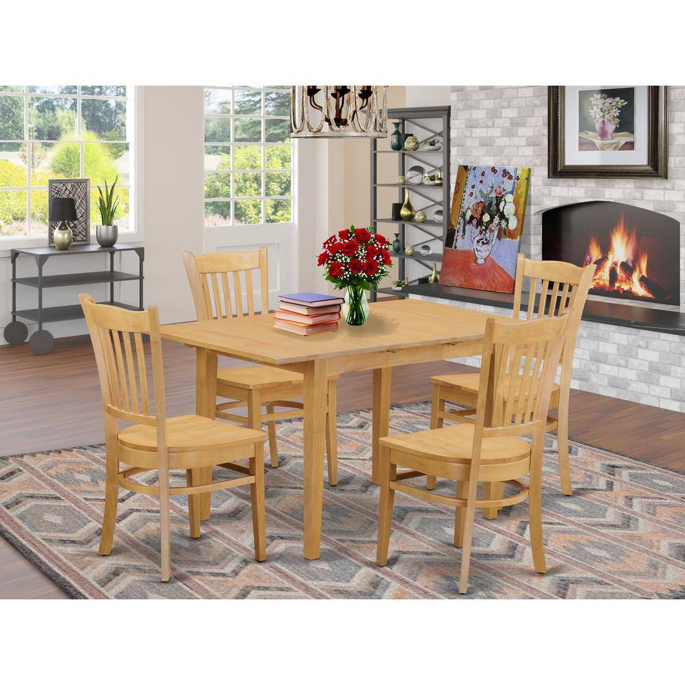 Back. East West Furniture - 5 PC Kitchen Table set - Kitchen Table and 4 Dining Chairs - Oak.