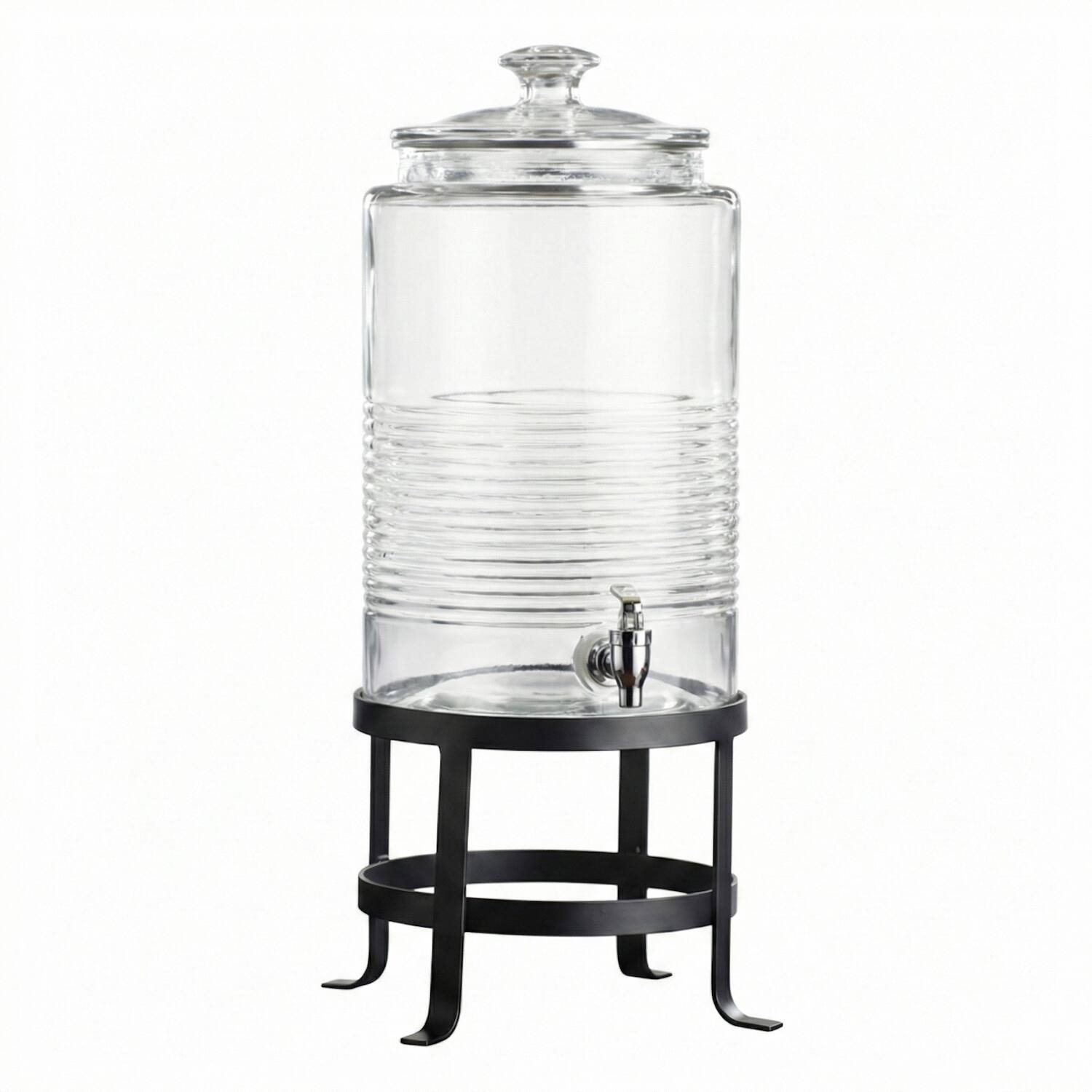 Angle. Style Setter - Breton Glass Beverage Dispenser 1.9 Gal - Clear.