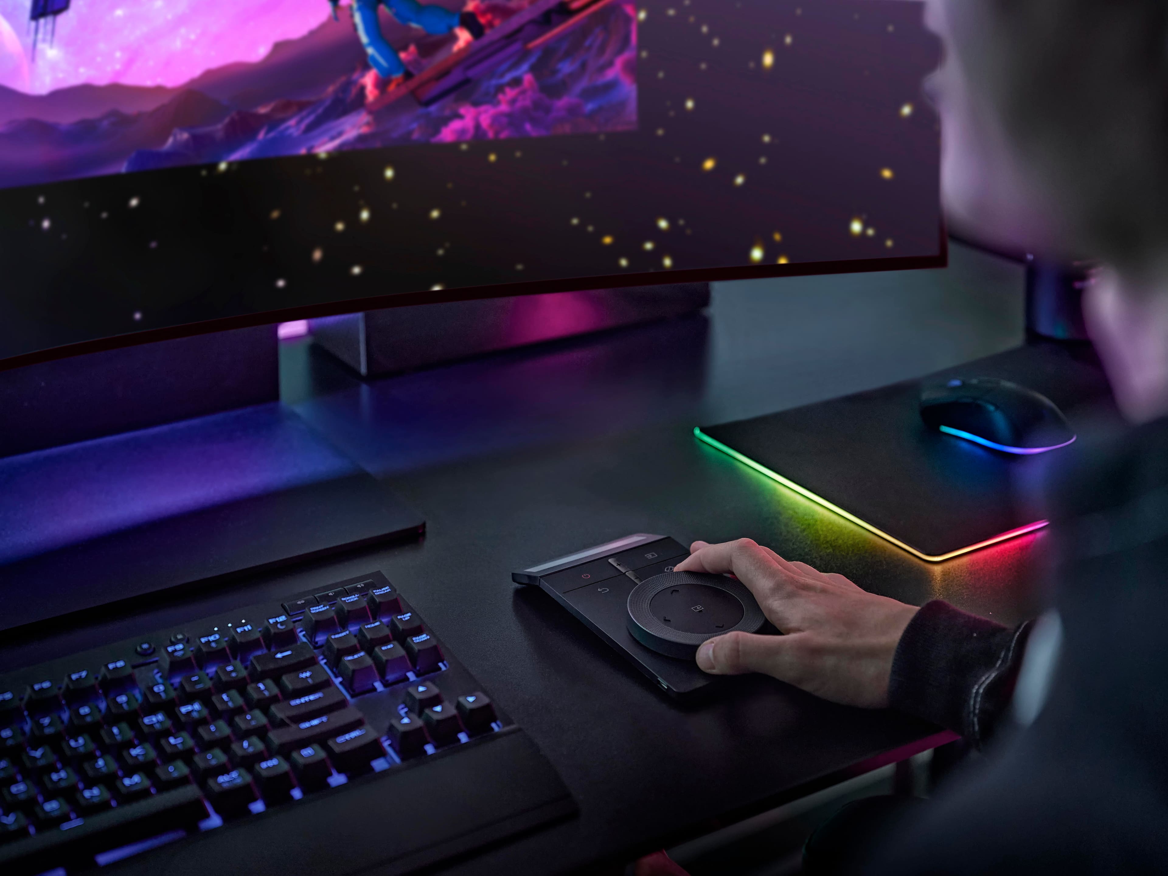 Alt View 34. Samsung - Odyssey Ark 55” LED Curved 4K UHD Gaming Monitor - Black.