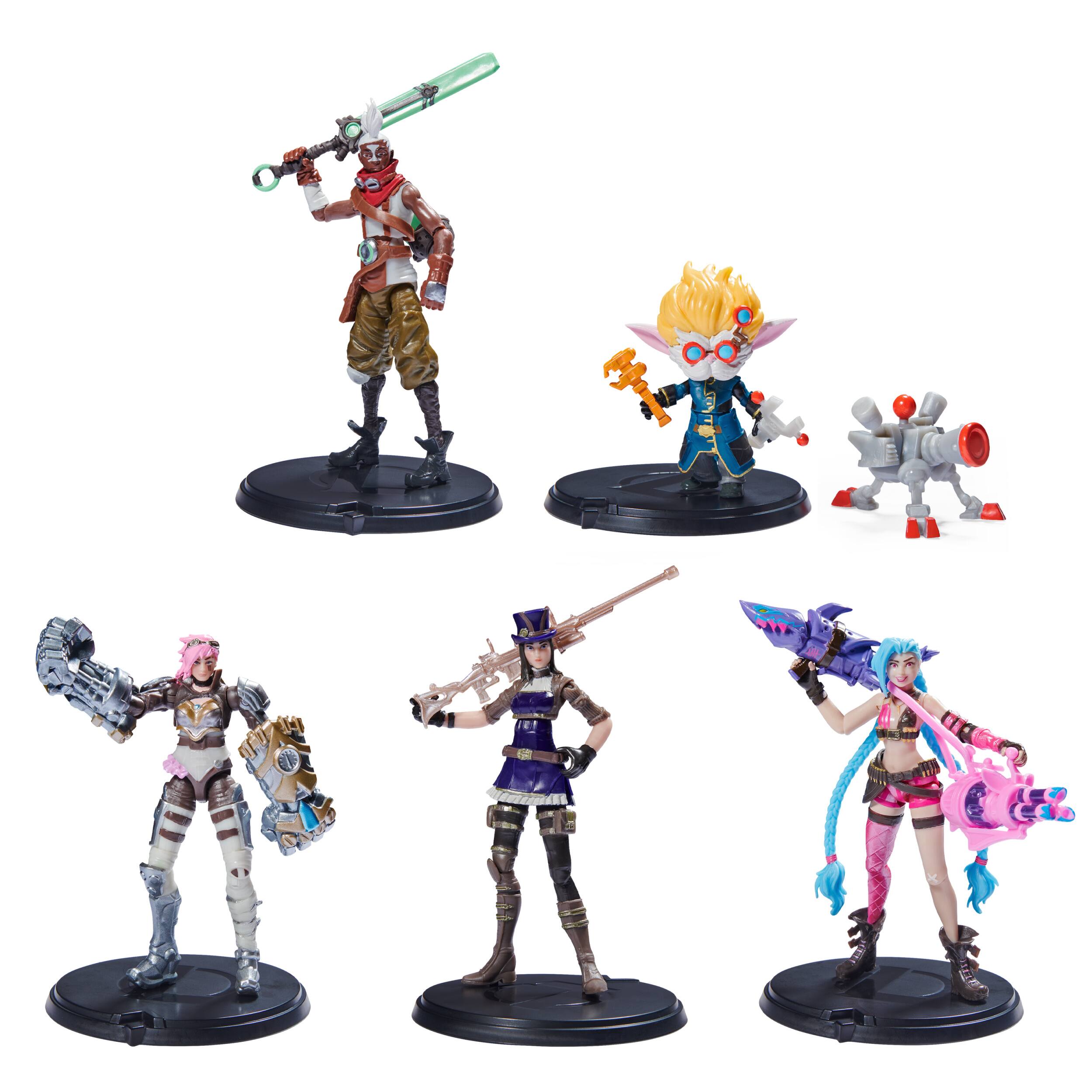Alt View 12. League of Legends - Dual Cities Pack w/ Exclusive Jinx, Heimerdinger, Vi, Caitlyn, Ekko, 4-Inch Figures, Ages 12 and Up.