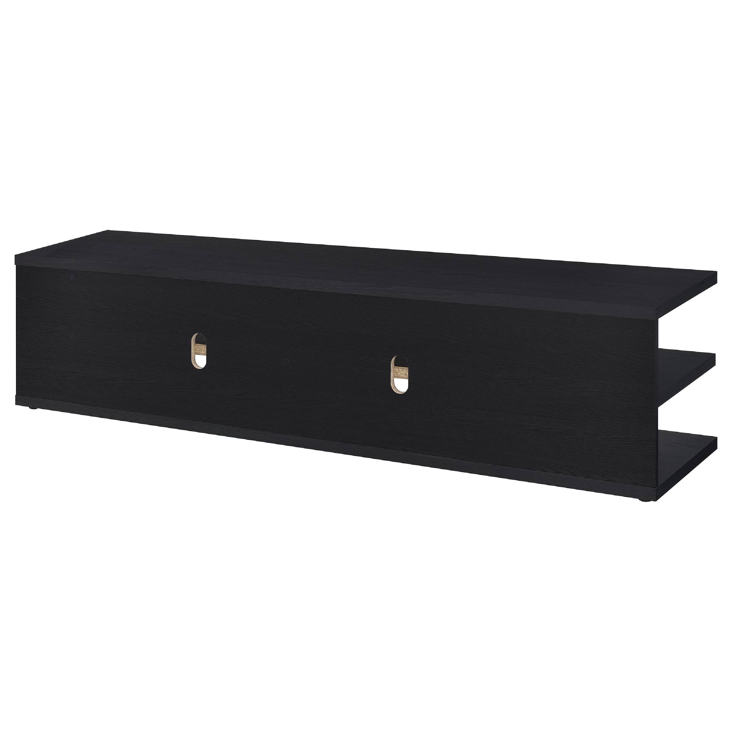 Alt View 5. Manhattan Lane - Carie TV Stand Media Console, 2-Tier Open Shelves, Black Wood 78 Inch - Black.