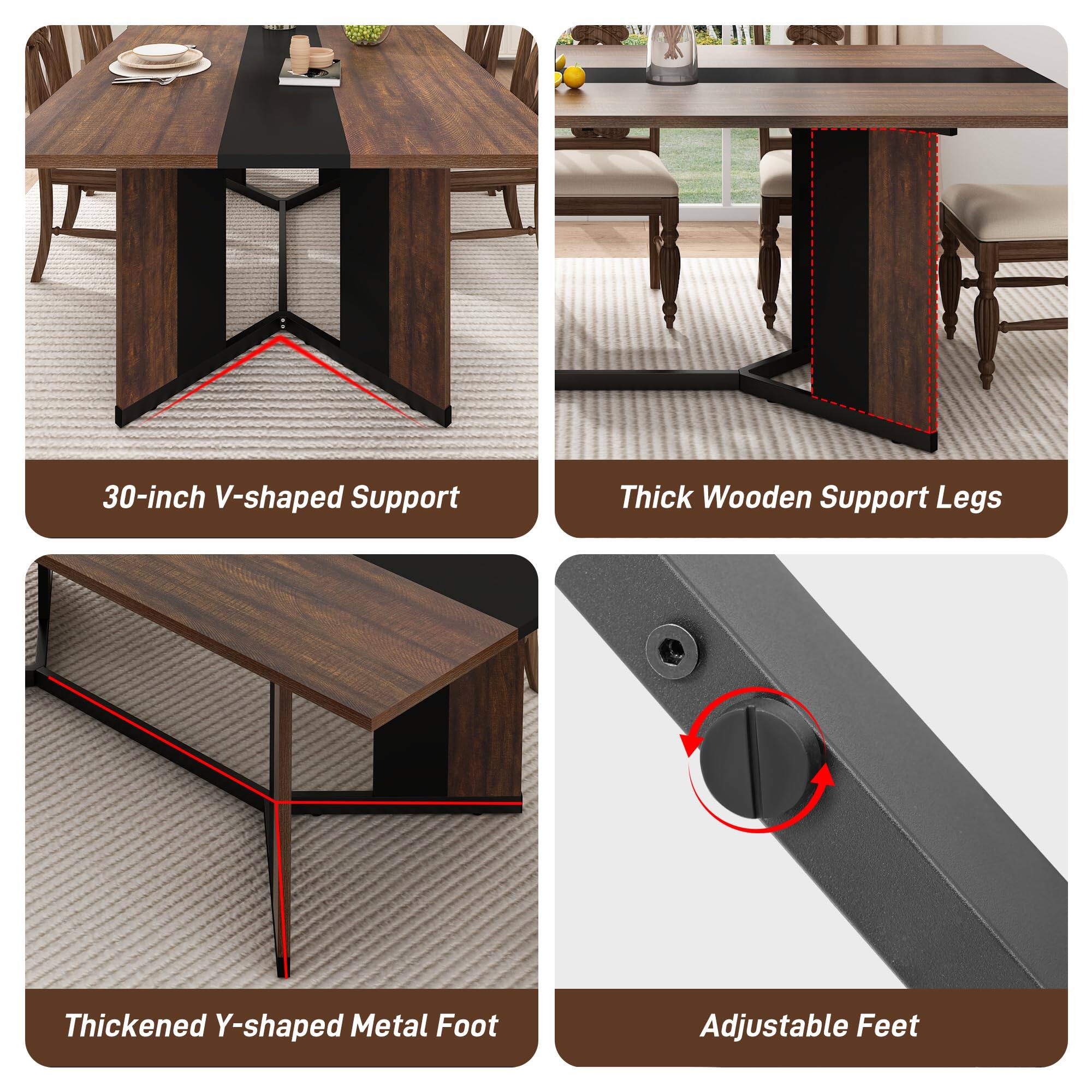 30-inch V-shaped Support  
Thick Wooden Support Legs  
Thickened Y-shaped Metal Foot  
Adjustable Feet