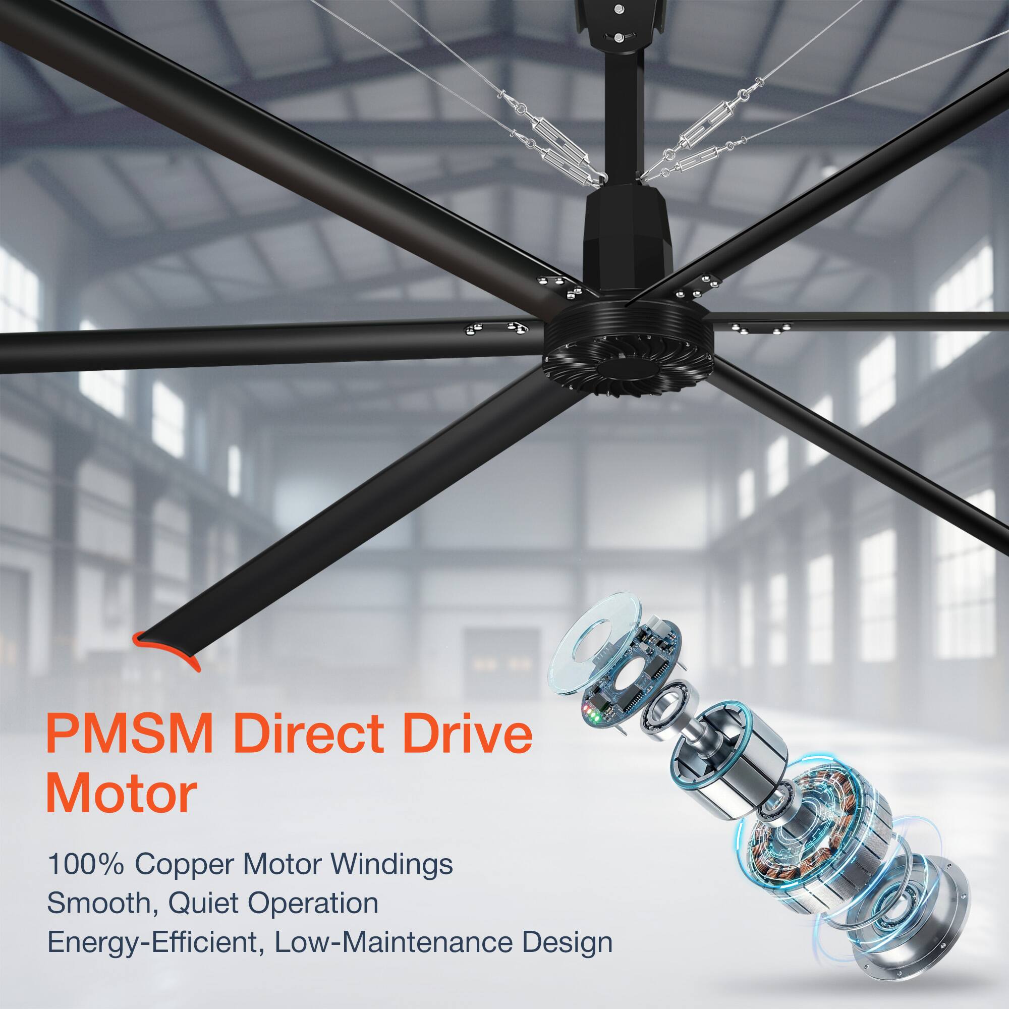 PMSM Direct Drive Motor  
100% Copper Motor Windings  
Smooth, Quiet Operation  
Energy-Efficient, Low-Maintenance Design