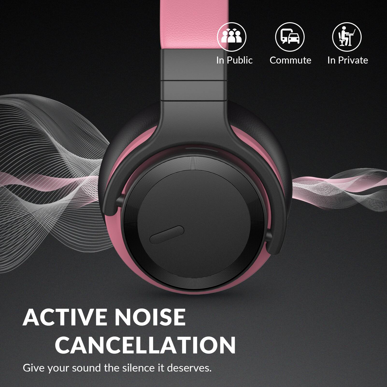 In Public  
Commute  
In Private  

ACTIVE NOISE CANCELLATION  
Give your sound the silence it deserves.