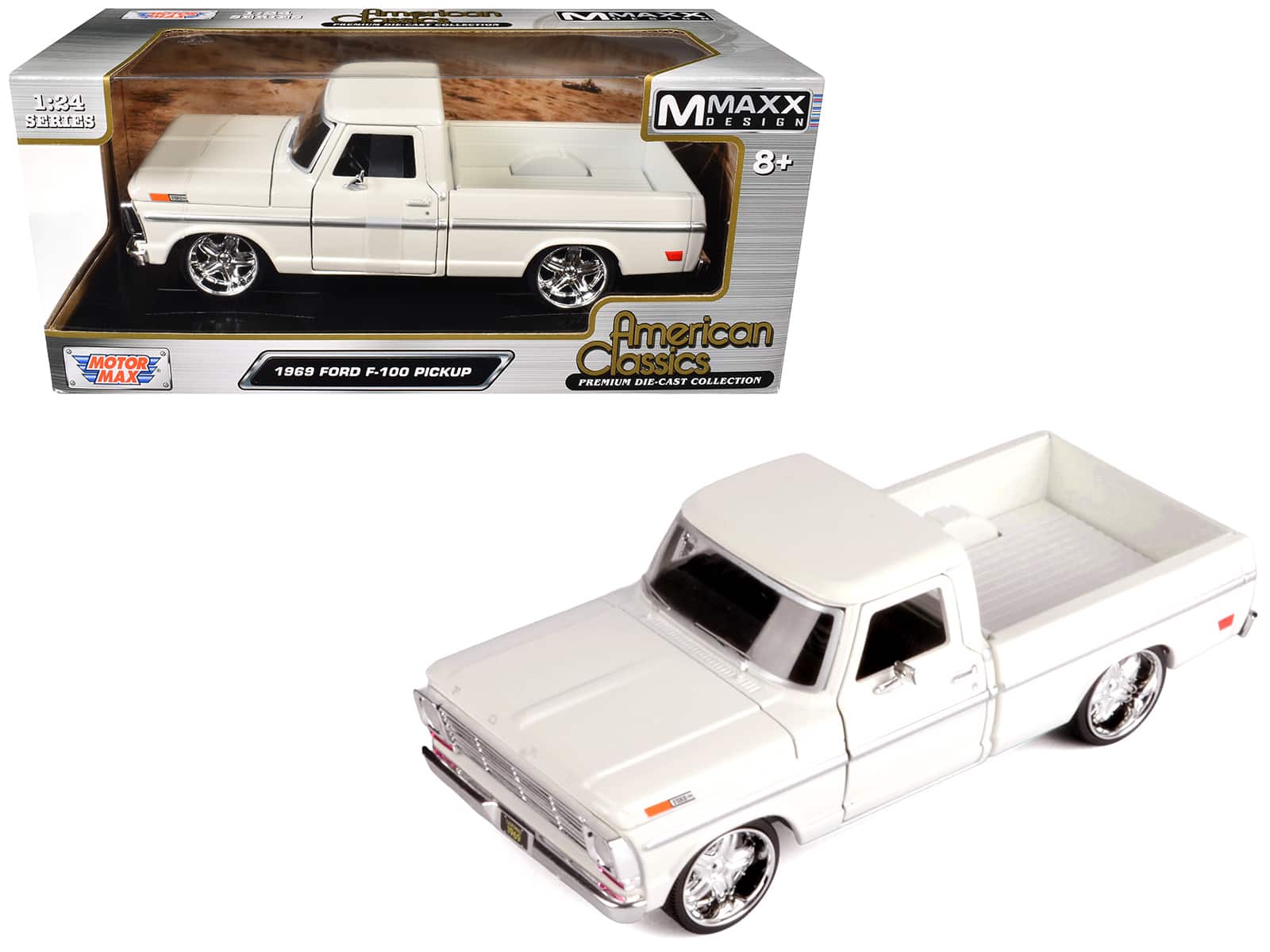 "1969 Ford F-100 Pickup Truck Cream ""Maxx Design"" Series 1/24 Diecast Model Car by Motormax" price history on PriceWatchPro