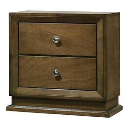 Manhattan Lane - Rouk 24 Inch 2 Drawer Nightstand, Transitional - Walnut Brown, Bronze