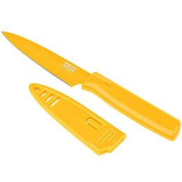 Kuhn Rikon - Colori Non-Stick Straight Paring Knife with Safety Sheath, 4 inch - Yellow