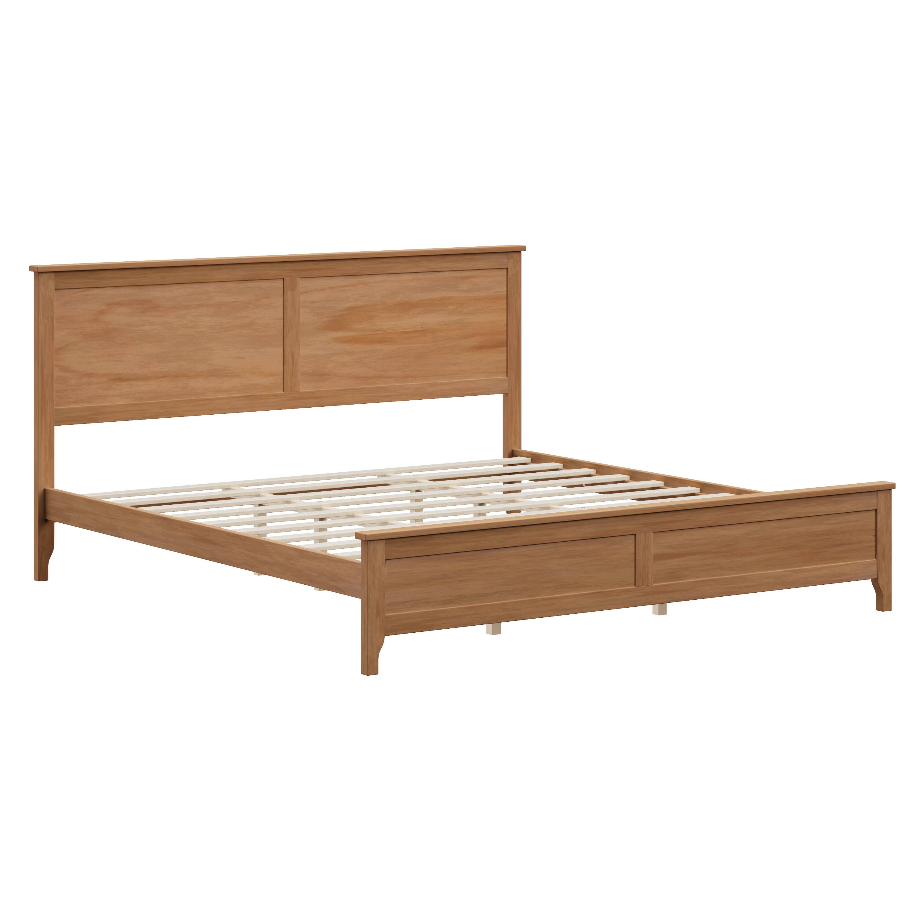 Alt View 1. LUCKY ONE - King Size Solid Wood Platform Bed with Sturdy Wooden Slats Support - Seadrift.