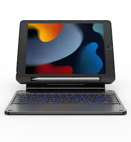 Dexnor - Keyboard & Case for iPad 9th/8th/7th Gen with Cantilever Magnetic Stand,Trackpad,Pencil Holder, Backlit Keyboard - Black