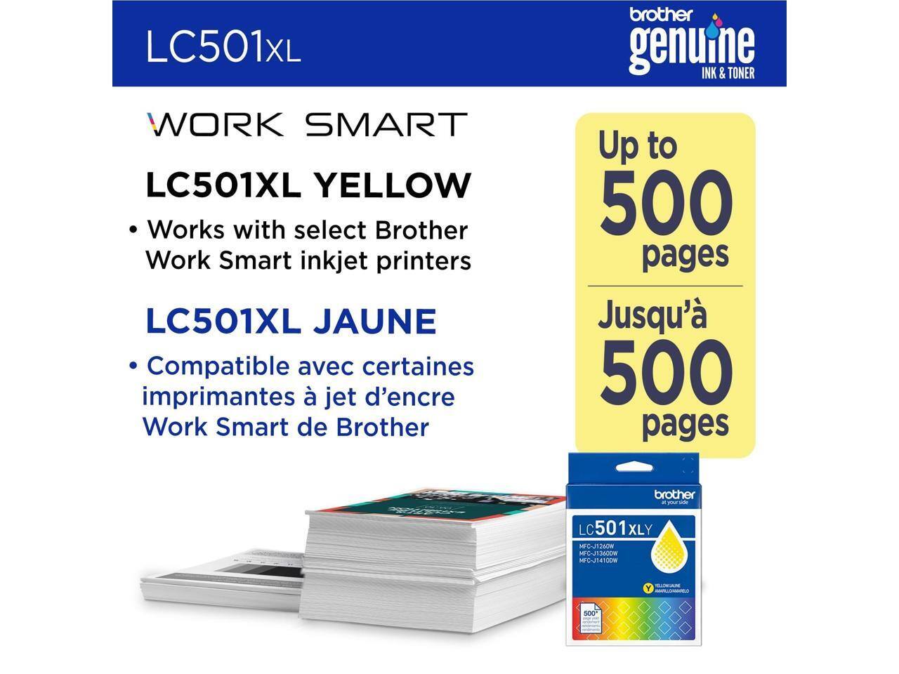 LC501XL WORK SMART  
LC501XL YELLOW  
Works with select Brother Work Smart inkjet printers  
LC501XL JAUNE  
Compatible avec certaines imprimantes à jet d'encre Work Smart de Brother  

brother genuine INK & TONER  
Up to 500 pages  
Jusqu'à 500 pages  

LC501XL  
LC501XL  
LC501XL  
LC501XL  
LC501XL  
LC501XL  
LC501XL  
LC501XL  
LC501XL  
LC501XL  
LC501XL  
LC501XL  
LC501XL  
LC501XL  
LC501XL  
LC501XL  
LC501XL  
LC501XL  
LC501XL  
LC501XL  
LC501XL  
LC501XL  
LC501XL  
LC501XL  
LC501XL  
LC501XL  
LC501XL  
LC501XL  
LC501XL  
LC501