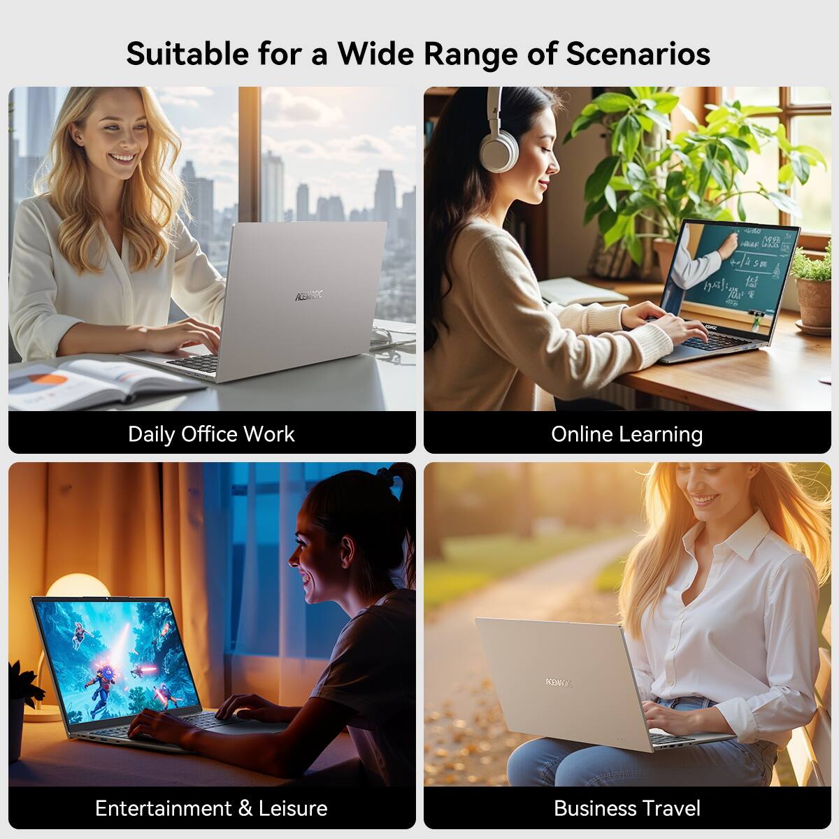 Suitable for a Wide Range of Scenarios

- Daily Office Work
- Online Learning
- Entertainment & Leisure
- Business Travel