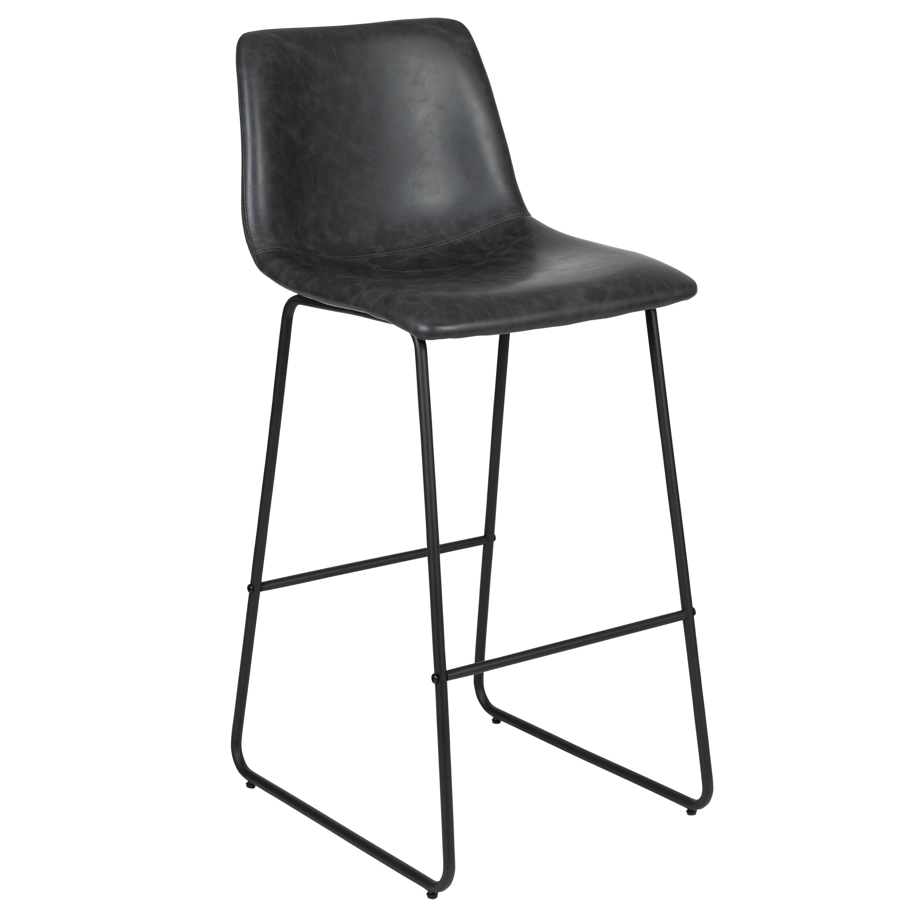 Alt View 19. Alamont Home - 30 Inch Commercial Grade LeatherSoft Bar Height Barstools, Set of 2 - Gray.