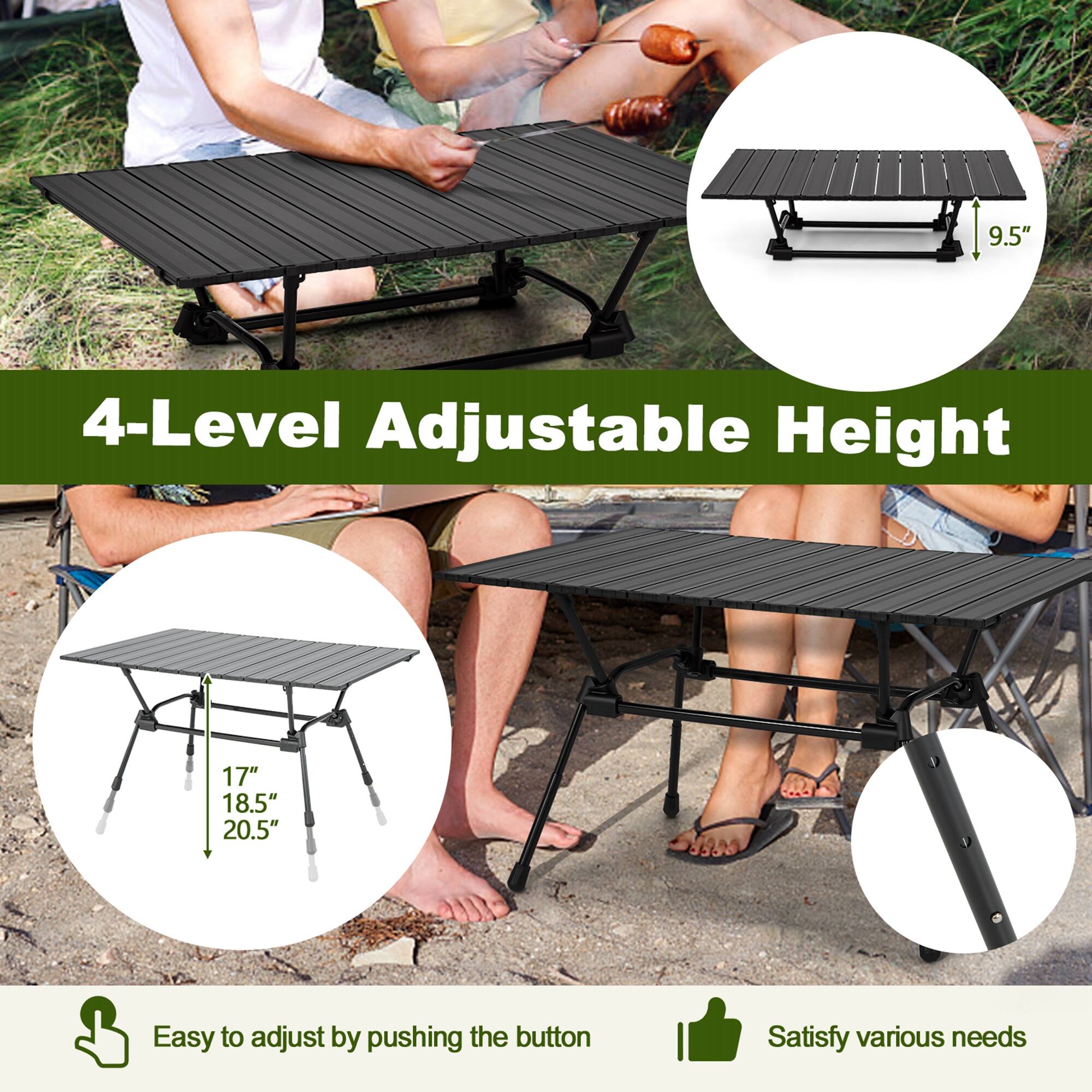 9.5" 4-Level Adjustable Height 17" 18.5" 20.5" Easy to adjust by pushing the button Satisfy various needs