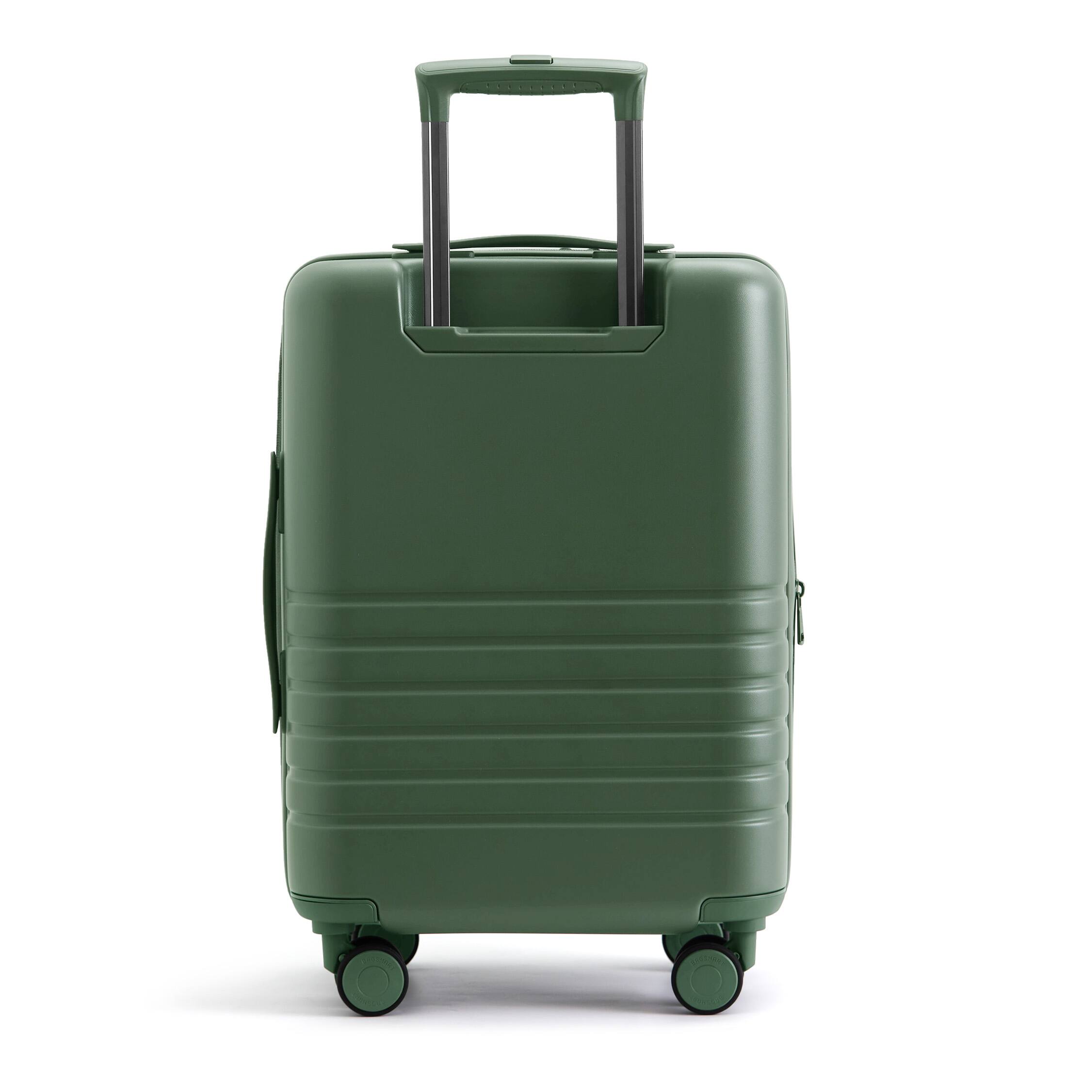 Angle. Bagsmart - Getaway 20" Carry-on Front-Opening Luggage, Expandable Hardside Suitcase with 15.6 Inch Laptop Compartment & TSA Lock - Olive Green.