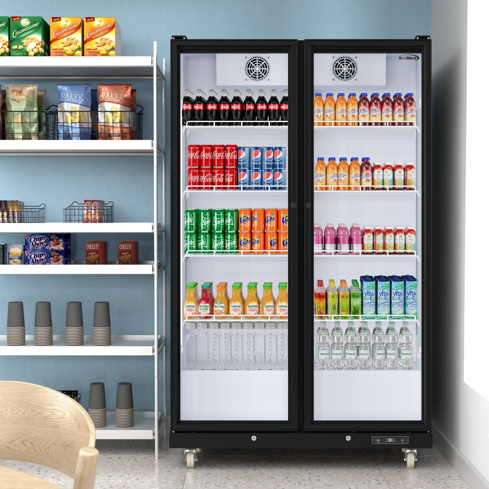 * Chips (Via Chips)
* Crackers (Parker)
* Coca-Cola
* Vitamin Water
* Cheez-It
* Chips (Via Chips)
* Crackers (Parker)
* Coca-Cola
* Vitamin Water
* Cheez-It