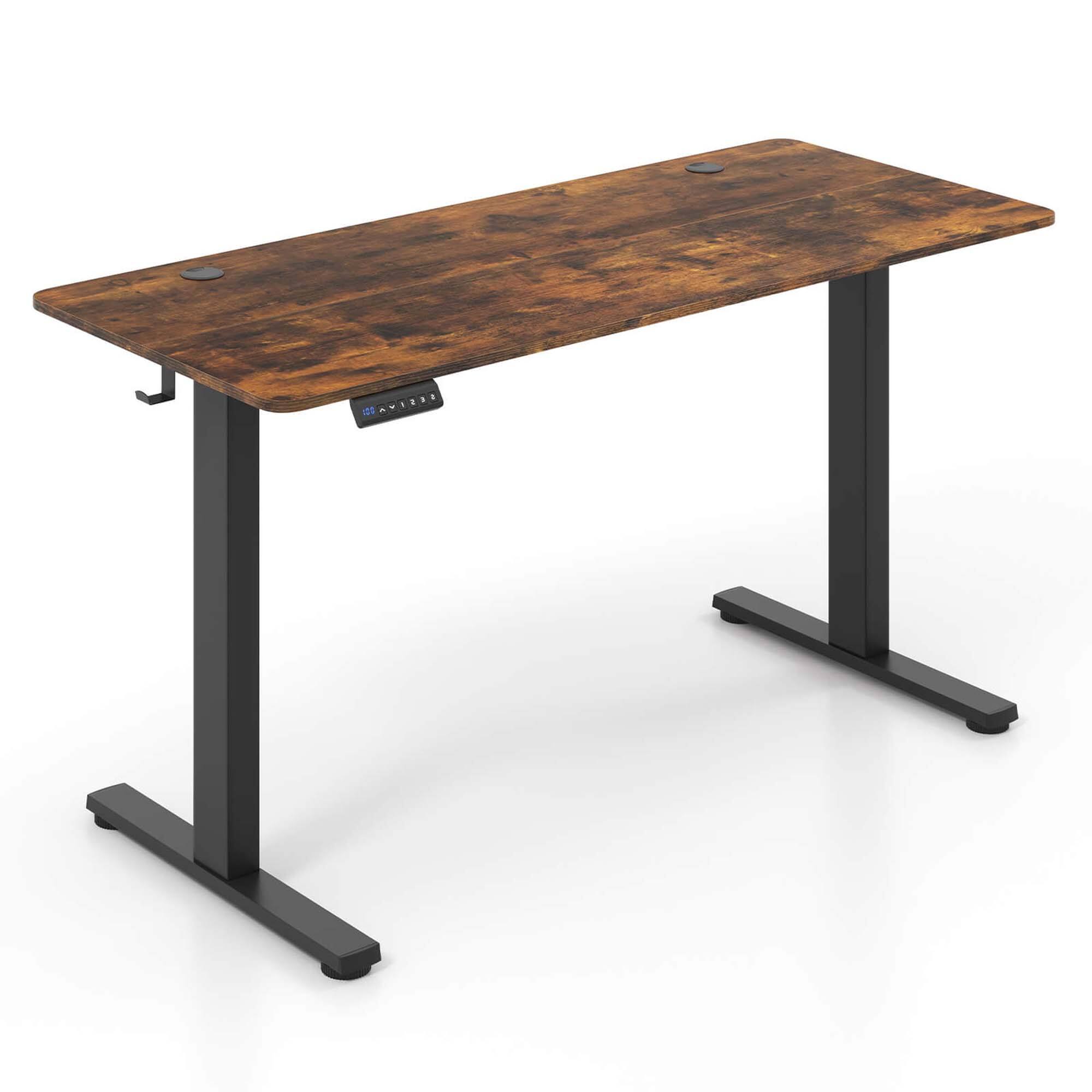 Alt View 19. Costway - Standing Desk with Hanging Hooks - 55" Wide - Rustic Brown + Black.