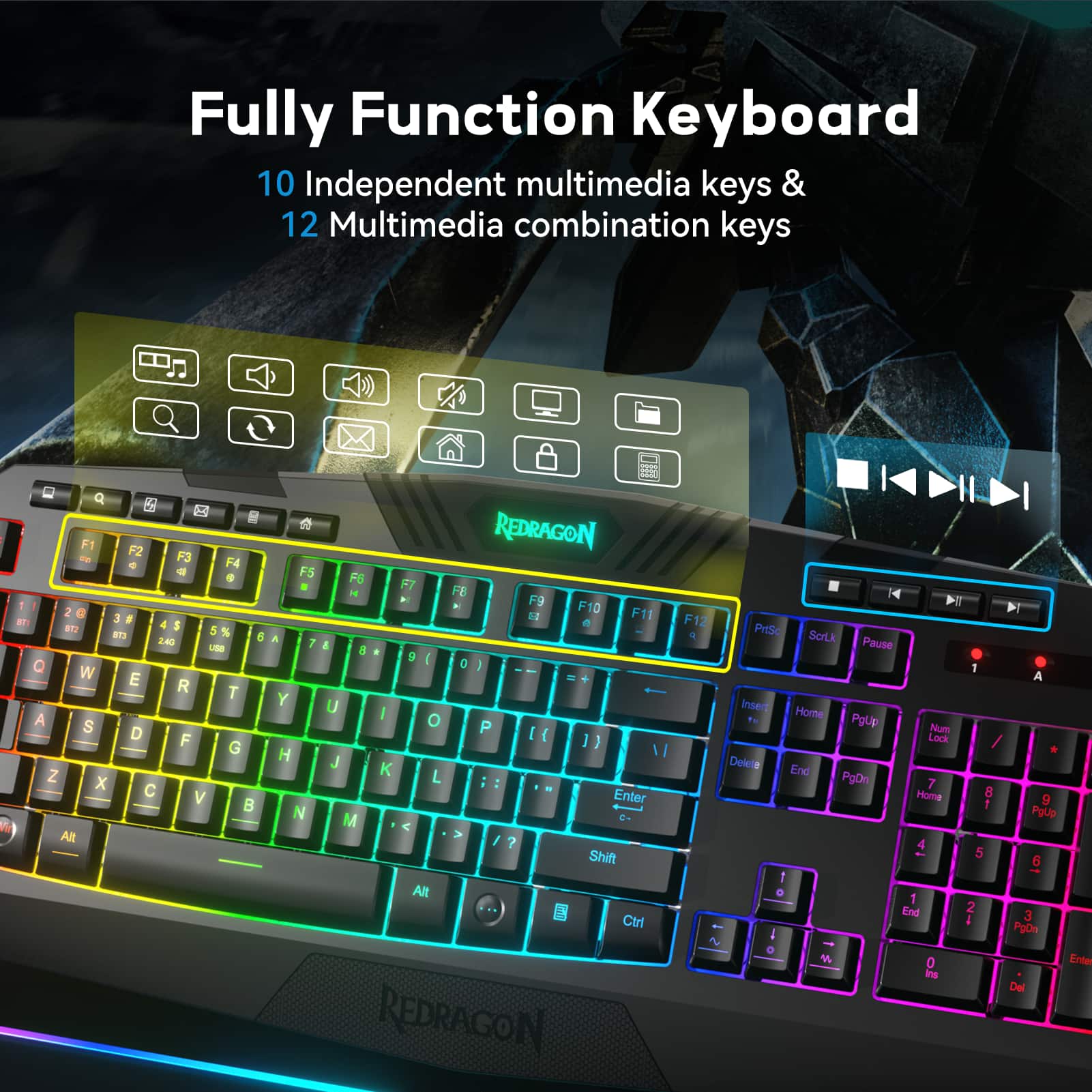 Fully Function Keyboard: 10 Independent Multimedia Keys & 12 Multimedia Combination Keys
F1, F2, F3, F4 - F5, F6, F7, F8, F9, F10, F11, F12
1. 1.80 B 1s Q W E R T A S D F G Z x C V B W ARt REDRAGON
2. 1 2 . 3 2 . 4 $ ais 5 %
3. 1.80 B 1s Q W E R T A S D F G Z x C V B W ARt REDRAGON
4. F1, F2, F3, F4 - F5, F6, F7, F8, F9, F10, F11, F12
5. 1.80 B 1s Q W E R T A S D F G Z x C V B W ARt REDRAGON
6. 1 2 . 3 2 . 4 $ ais 5 %
7. 1.80 B 1s Q W E R T A S D F G Z x C V B W ARt REDRAGON
8. F1, F2, F3, F4 - F5, F6, F7, F8, F9, F10, F11, F12
9. 1.80 B 1s Q W E R T A S D F G Z x C V B W ARt REDRAGON
10. 1 2 . 3 2 . 4 $ ais 5 %
11. 1.80 B 1s Q W E R T A S D F G Z x C V B W ARt REDRAGON
12. F1, F2, F3, F4 - F5, F6, F7, F8, F9, F10, F11, F12
13. 1.80 B 1s Q W E R T A S D F G Z x C V B W ARt REDRAGON
14. 1 2 . 3