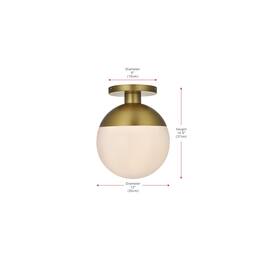 Living District - Eclipse 12 Inch Flush Mount Ceiling Light Frosted White Shade in Satin Gold - Satin Gold And Frosted White