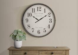 BreeBe - Clocks, 30' Round, Large Oversized, Wall Clock, Transitional - Brown