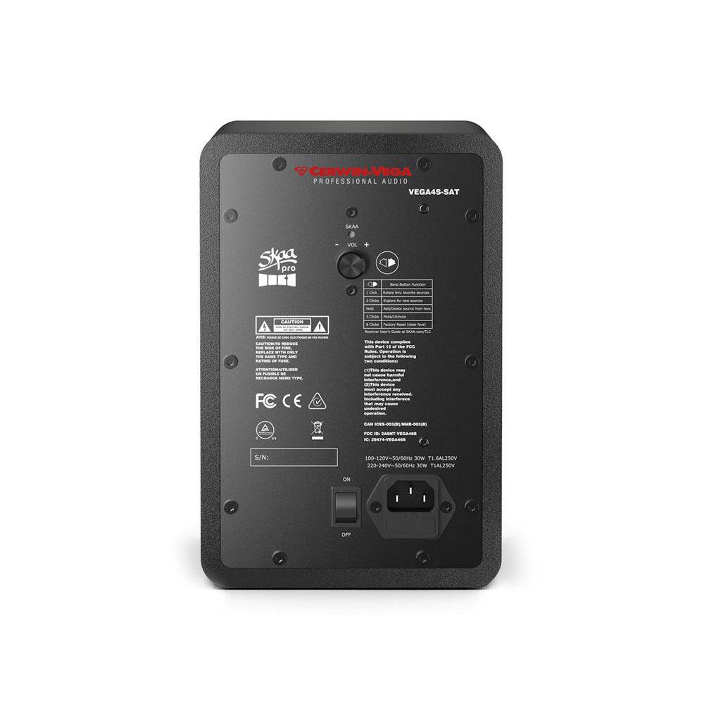 CERWIN-VEGA PROFESSIONAL AUDIO VEGA4S-SAT

Skaa pro

CAUTION

FC CE

S/N: 100-12N-54/S000

ON OFF