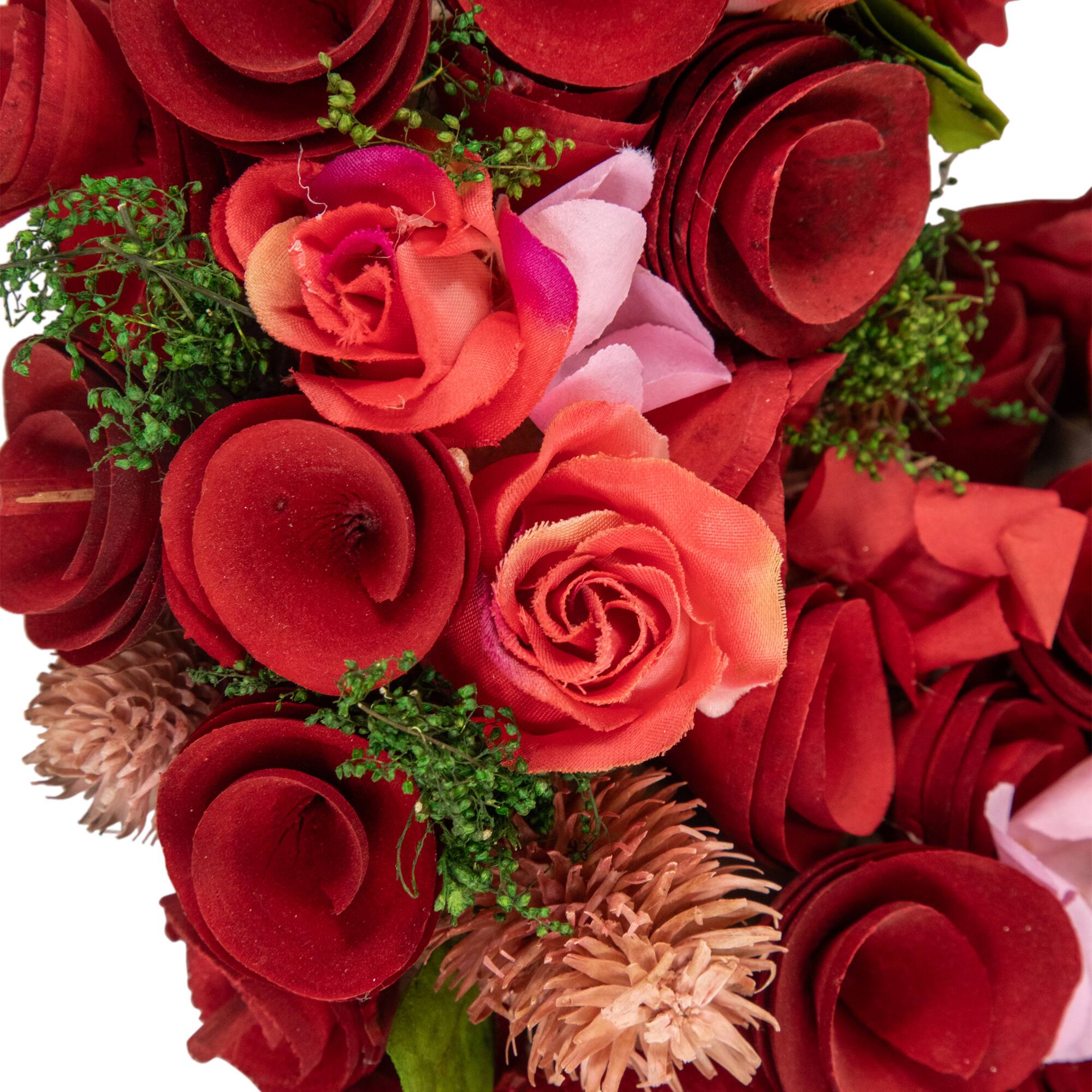 Alt View 3. Northlight - Artificial Floral Heart Valentine's Day Wreath - 13.5" - Red.