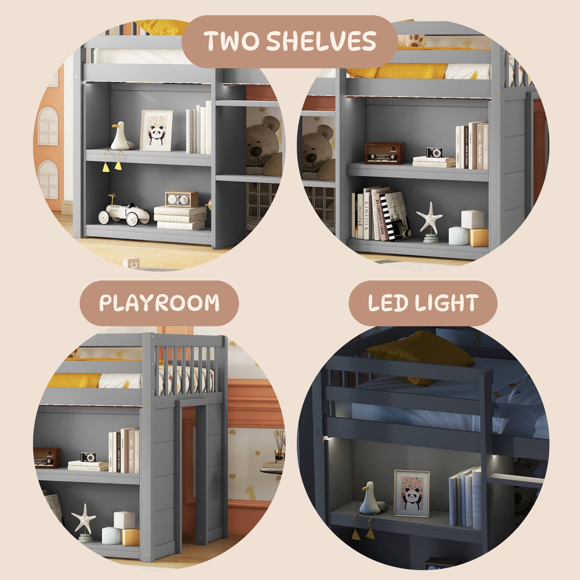 TWO SHELVES  
PLAYROOM  
LED LIGHT