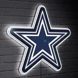 Evergreen Enterprises - Dallas Cowboys LED Team Logo Shaped Lighted Wall Sign - Multicolor