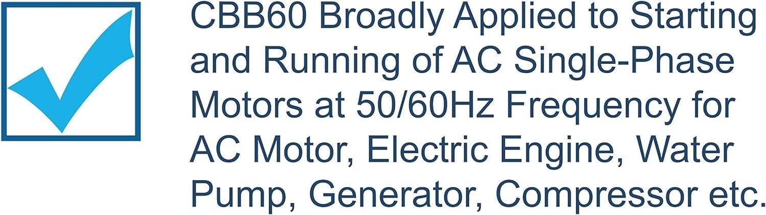 CBB60 Broadly Applied to Starting and Running of AC Single-Phase Motors at 50/60Hz Frequency for AC Motor, Electric Engine, Water Pump, Generator, Compressor etc.
