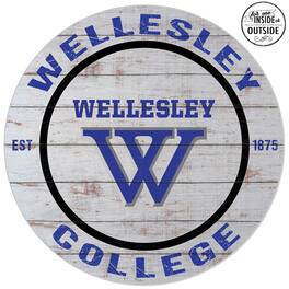 Jardine - Wellesley Blue 20'' Indoor/Outdoor Weathered Circle Sign - White