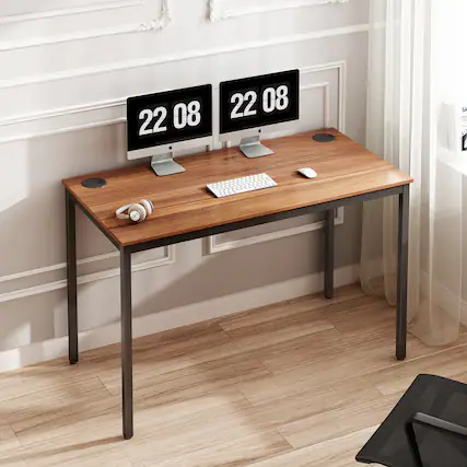 Front. Eureka Ergonomic - 47" Modern Simple Home Office Computer Desk with Carbon Steel Frame - Red.