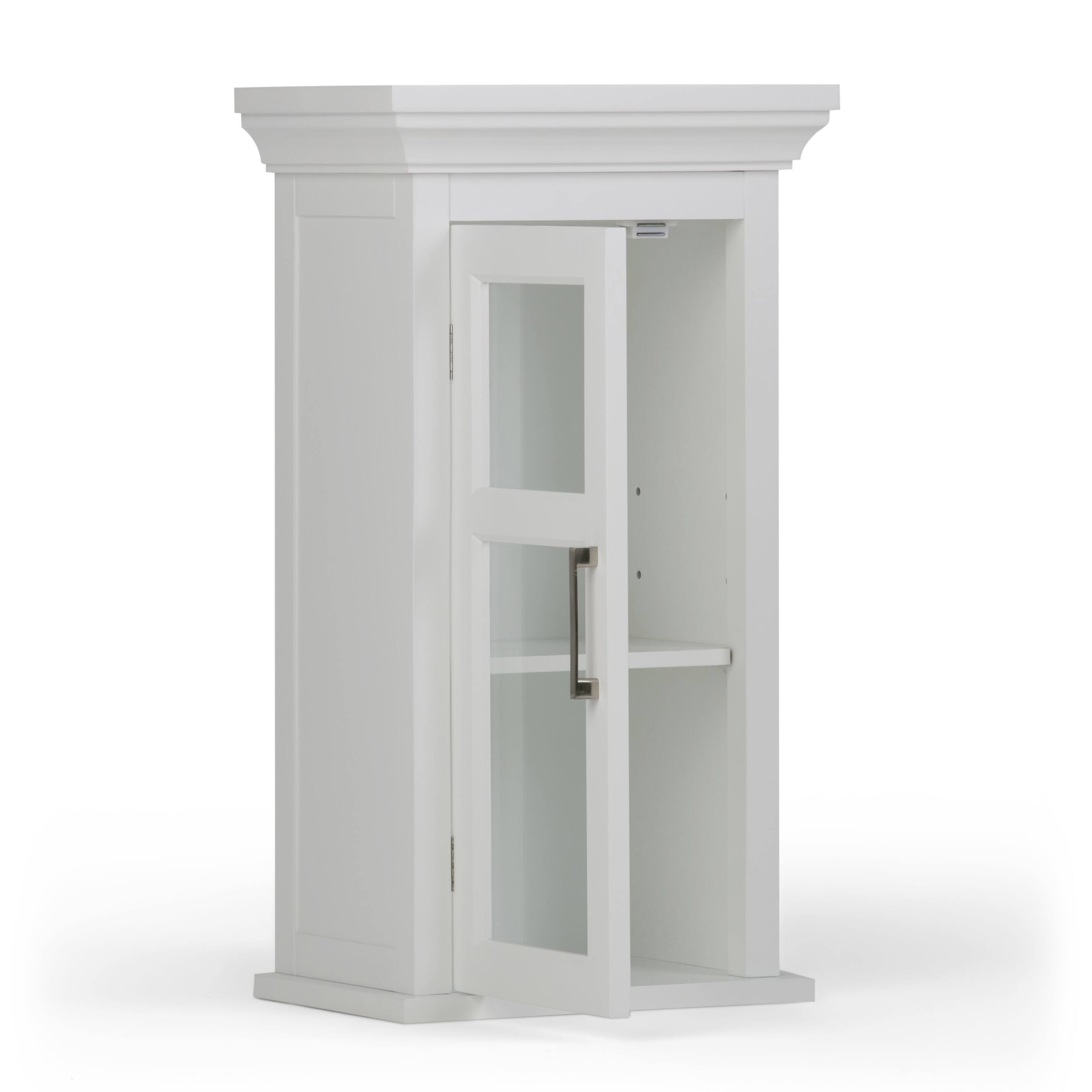 Back. Simpli Home - Avington 26.9 inch H x 15 inch W Single Door Wall Cabinet in Pure White - Pure White.