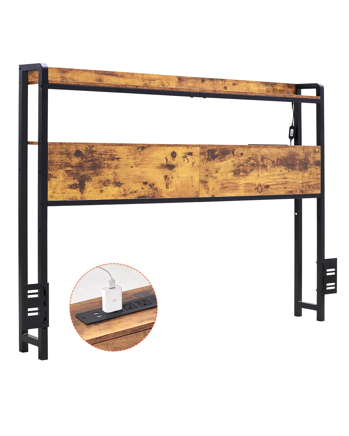 Front. VEVOR - Headboard for Full Size Bed, Adjustable Height Headboard with 2 Shelves Storage, Freestanding Head Board - Brown.