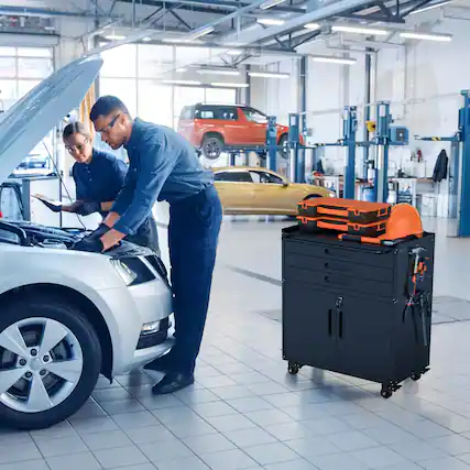 Front. Anysun - Anysun 3-Drawer Heavy-Duty Mobile Metal Garage Storage Cabinet with Lockable Doors - Black.