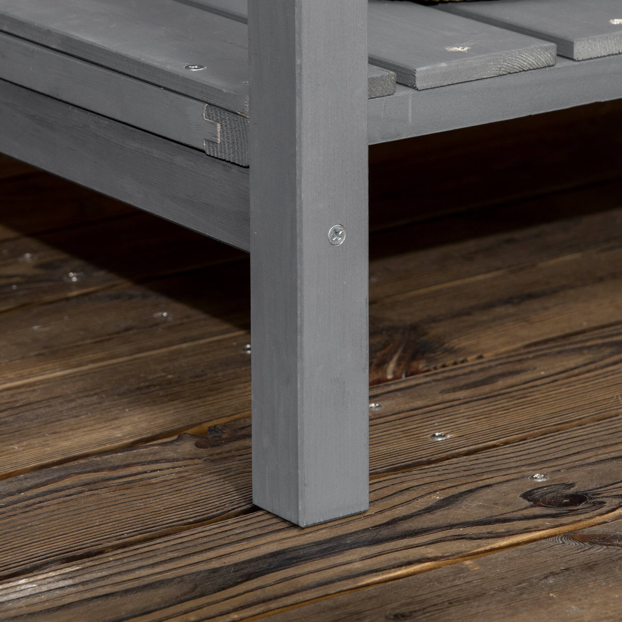 Alt View 7. Outsunny - 43x18x30in Raised Garden Bed with 8 Pockets and Shelf, Wooden Elevated Planter Box with Legs to Grow Herbs - Dark Grey.