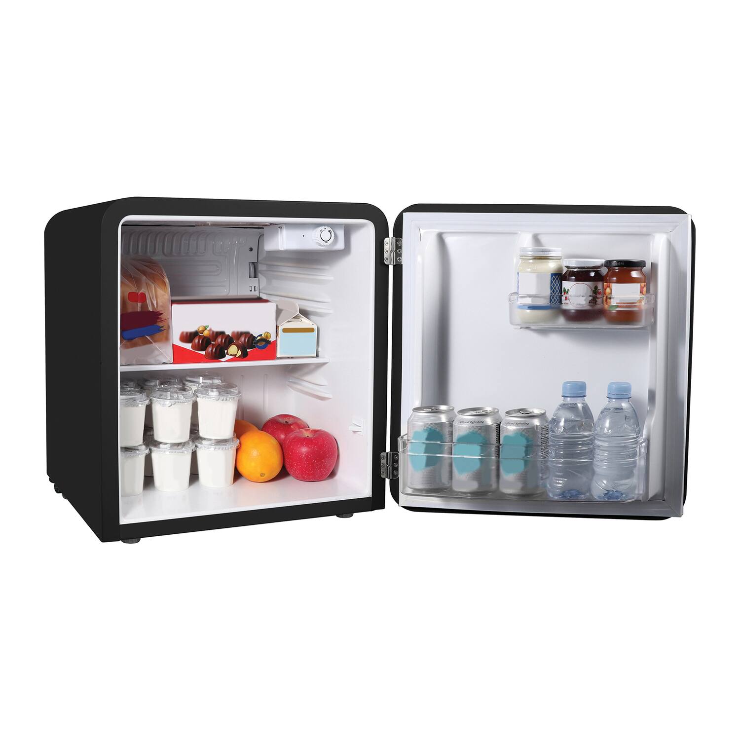 Left. Magic Chef - 1.6-Cu. Ft. ENERGY-STAR Certified Retro Mini Fridge Manual Defrost - Black.