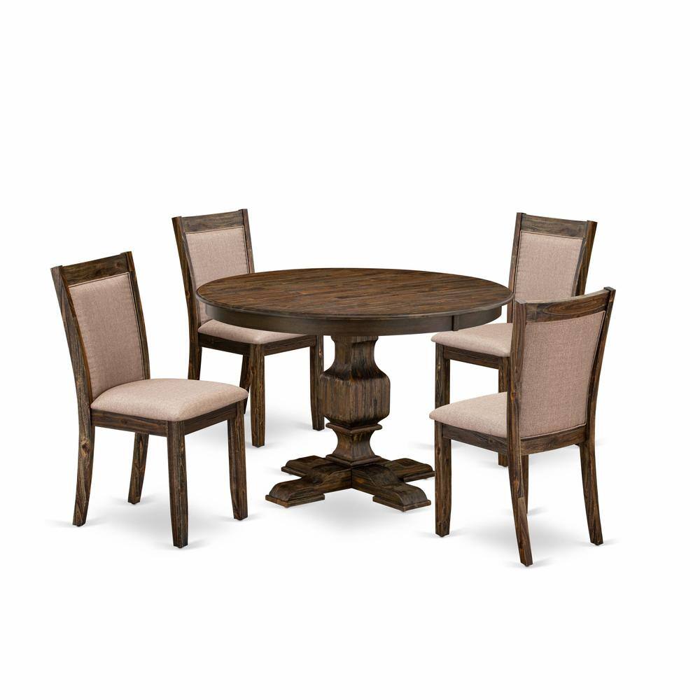 Front. East West Furniture - East West Furniture 5 Piece Modern Dining Table Set Consists of a Dining Room Table and 4 Dark Khaki Linen Fabric - Multi-Color.