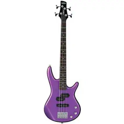 Front. Ibanez - Ibanez miKro Series GSRM20 Electric Bass Guitar, Metallic Purple - Metallic Purple.