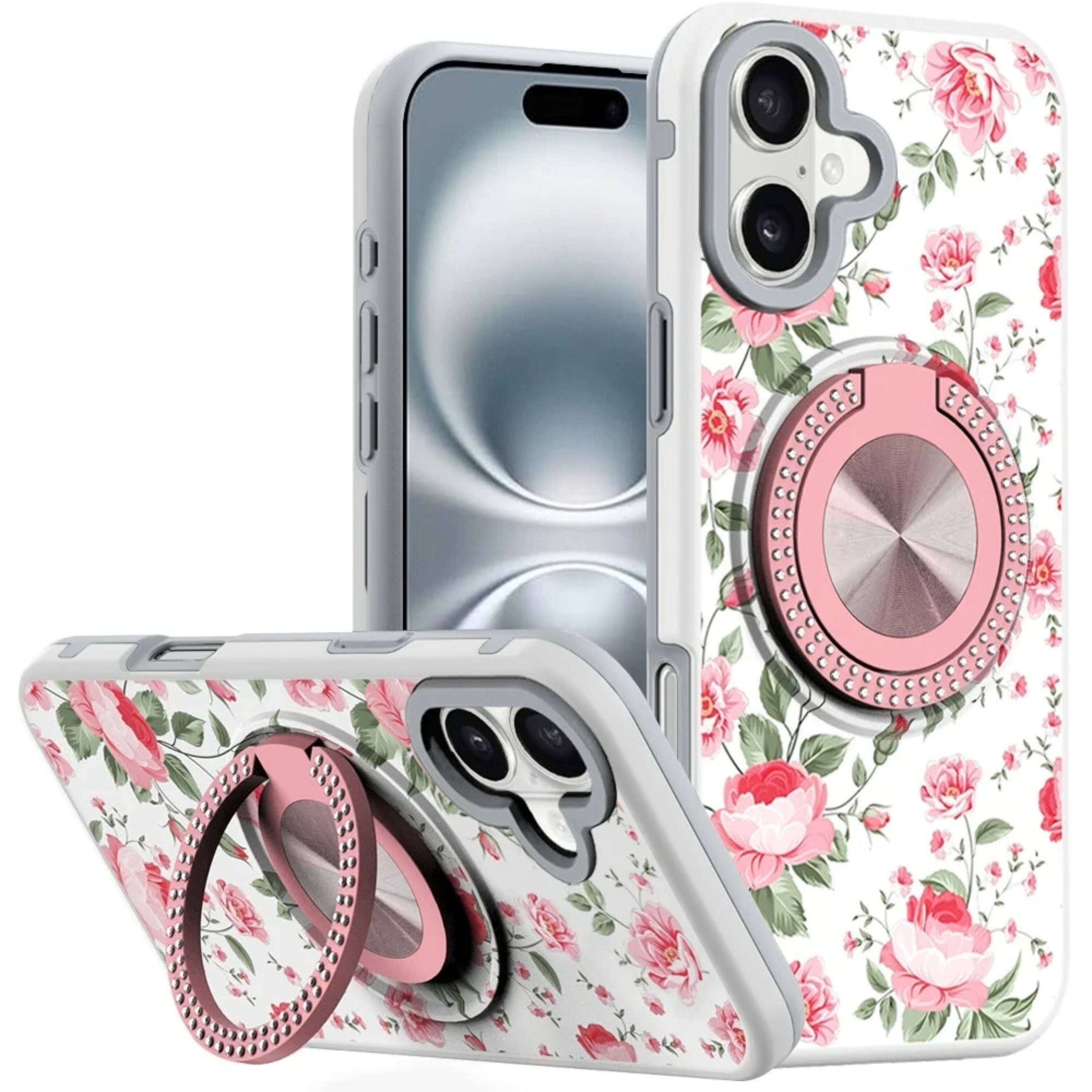 Kitcheniva Decorative 360 Rotating Ring Stand Phone Case With Tempered ...