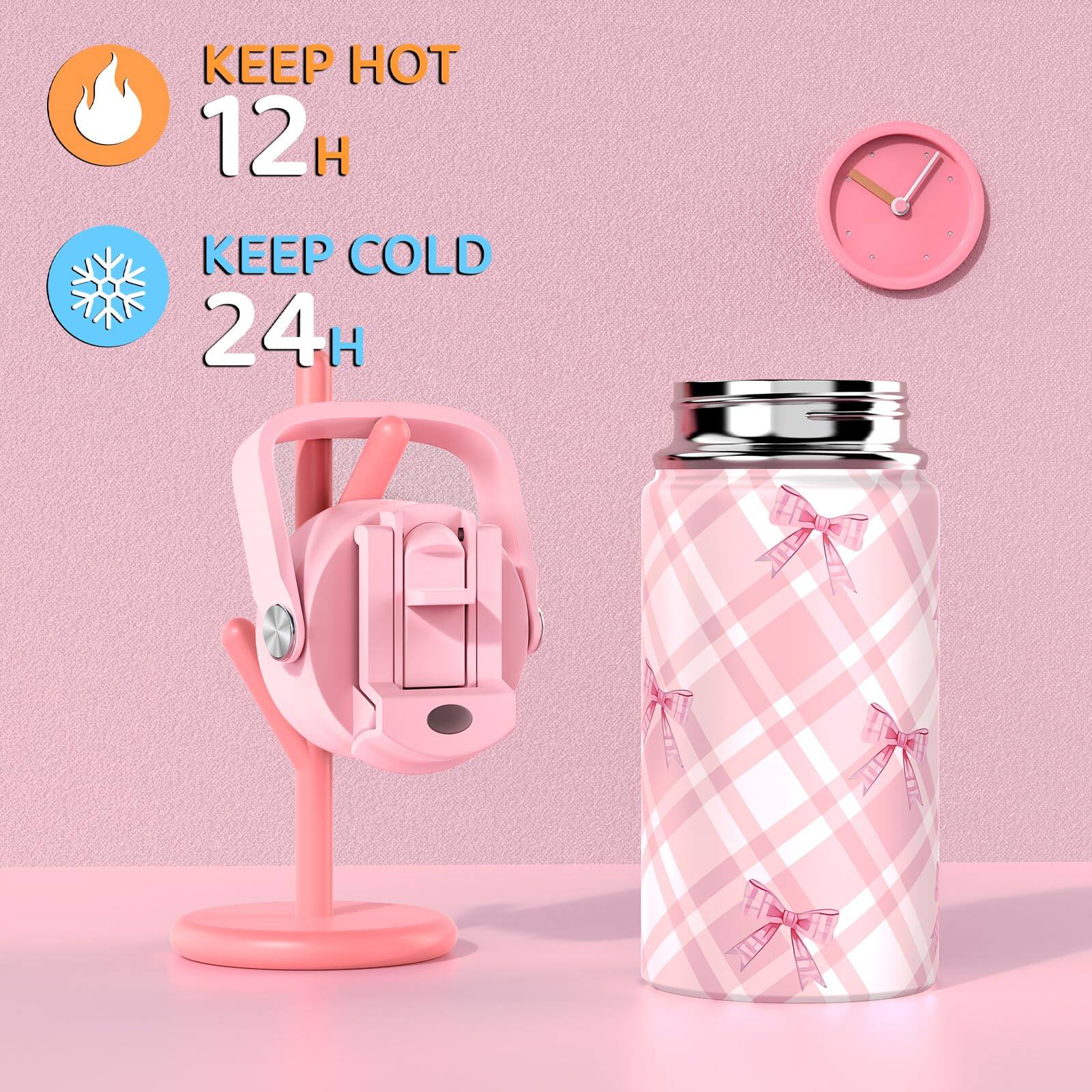 Alt View 1. Live At Space - Backpack For With Insulated Water Bottle  Bow Tie Plaid Bookbag 14oz Termos Stainless Steel Lunch Bag   Pencial Case To - Purple.